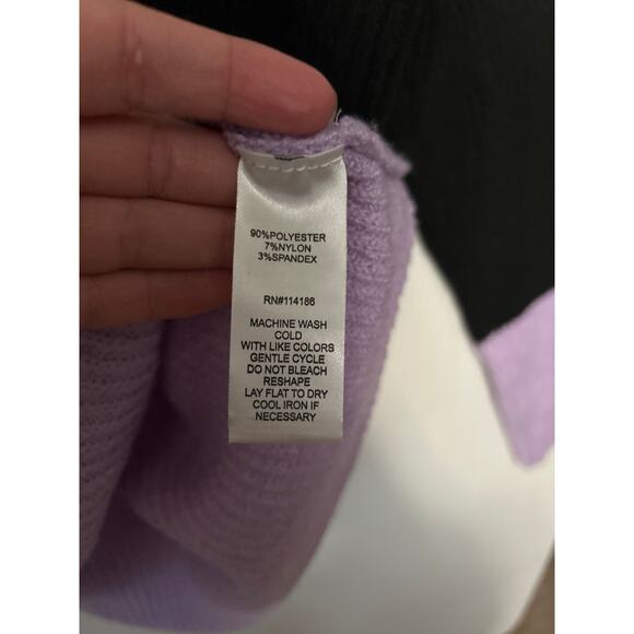 Chloe + Jasmine Black Purple Sweater Long Sleeve Knit Color Block Top 1X NWT - Picture 6 of 9